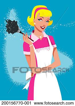 Stock Photography - woman holding 
feather duster. 
fotosearch - search 
stock photos, 
pictures, images, 
and photo clipart
