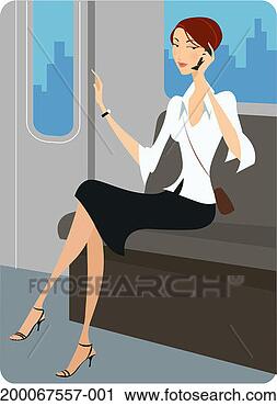 Stock Photography - woman talking 
on cell phone 
while sitting 
in subway. fotosearch 
- search stock 
photos, pictures, 
images, and photo 
clipart