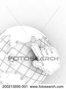 Stock Photography - hand cursor pointing 
at asia on globe 
(digital). fotosearch 
- search stock 
photos, pictures, 
images, and photo 
clipart