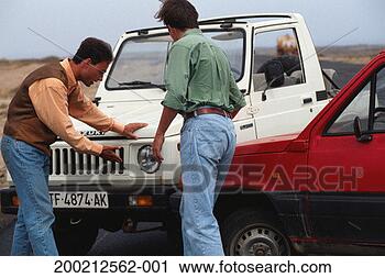 Stock Photography - men pointing out, 
car accident. 
fotosearch - search 
stock photos, 
pictures, images, 
and photo clipart