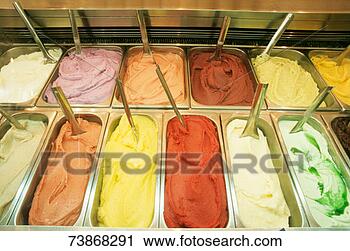 Stock Photography - assorted ice creams 
in freezer in 
ice cream parlor, 
close-up. fotosearch 
- search stock 
photos, pictures, 
images, and photo 
clipart