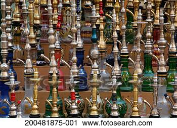 Stock Photography - egypt, thebes, 
luxor, assorted 
hookahs on display 
in bazaar. fotosearch 
- search stock 
photos, pictures, 
images, and photo 
clipart