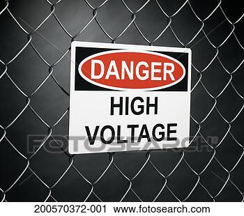 Stock Photography - 'danger, high 
voltage' sign 
on fence. fotosearch 
- search stock 
photos, pictures, 
images, and photo 
clipart