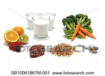 Stock Photography - six food items 
representing food 
pyramid,  white 
background,  studio. 
fotosearch - search 
stock photos, 
pictures, images, 
and photo clipart
