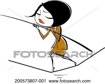 Stock Photography - businesswoman  walking on tightrope.  fotosearch - search  stock photos,  pictures, images,  and photo clipart