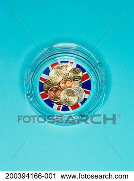 Stock Photography - assorted euro 
coins in union 
jack ashtray, 
overhead view. 
fotosearch - search 
stock photos, 
pictures, images, 
and photo clipart