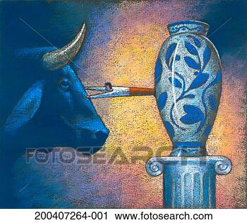 Stock Photography - man protecting 
vase from bull. 
fotosearch - search 
stock photos, 
pictures, images, 
and photo clipart