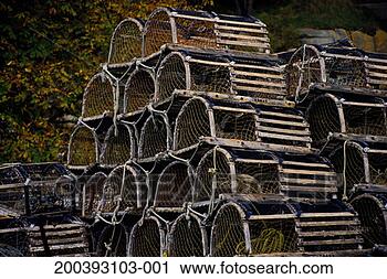 Stock Photography - usa, new england, 
maine, stacked 
lobster traps. 
fotosearch - search 
stock photos, 
pictures, images, 
and photo clipart