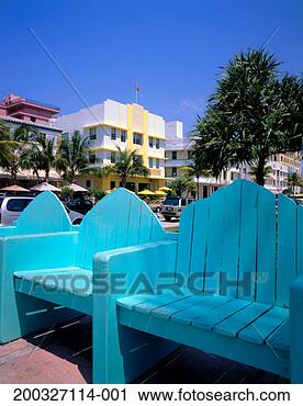 Stock Photography - colorful benches 
along ocean drive 
in south beach's 
art deco district. 
fotosearch - search 
stock photos, 
pictures, images, 
and photo clipart