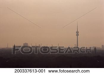 Stock Photography - germany, munich, 
cityscape and 
olympic stadium 
tower, dusk. fotosearch 
- search stock 
photos, pictures, 
images, and photo 
clipart