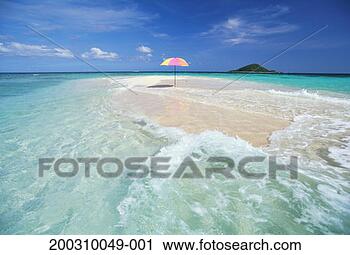 Stock Photography - grenada, beach 
umbrella on sand 
bar. fotosearch 
- search stock 
photos, pictures, 
images, and photo 
clipart