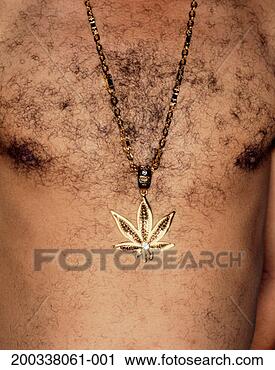 Stock Photography - hairy chested 
man wearing leaf 
shaped medallion, 
mid section, close-up. 
fotosearch - search 
stock photos, 
pictures, images, 
and photo clipart