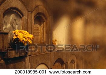 Stock Photography - peru, lima, flowers 
at grave site 
in mausoleum (focus 
on flowers). fotosearch 
- search stock 
photos, pictures, 
images, and photo 
clipart