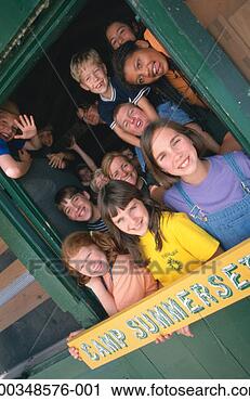 Stock Photography - children (10-14) 
and counselors 
at summer camp, 
portrait. fotosearch 
- search stock 
photos, pictures, 
images, and photo 
clipart