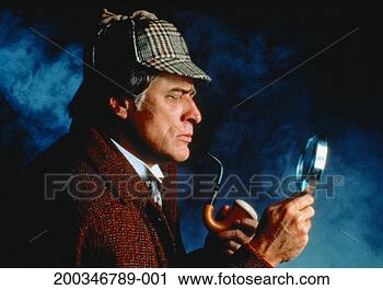 Stock Photography - mature man with 
pipe looking through 
magnifying glass, 
profile. fotosearch 
- search stock 
photos, pictures, 
images, and photo 
clipart