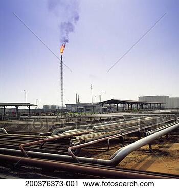 Stock Photography - flare stack burning 
waste gas at oil 
refinery, nigeria. 
fotosearch - search 
stock photos, 
pictures, images, 
and photo clipart