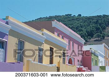 Stock Photography - south africa, 
cape town, bo-kaap, 
painted houses, 
low angle view. 
fotosearch - search 
stock photos, 
pictures, images, 
and photo clipart