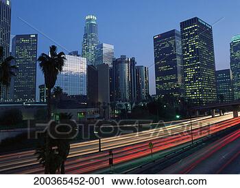 Stock Photography - usa, california, 
los angeles skyline, 
night (long exposure). 
fotosearch - search 
stock photos, 
pictures, images, 
and photo clipart