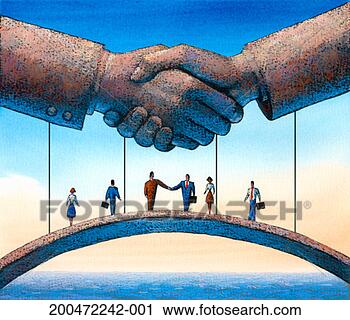 Stock Photography - business people 
crossing bridge 
in shape a of 
handshake. fotosearch 
- search stock 
photos, pictures, 
images, and photo 
clipart