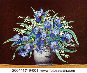 Stock Photography - embroidery of 
iris flowers in 
vase. fotosearch 
- search stock 
photos, pictures, 
images, and photo 
clipart