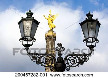 Stock Photography - germany, berlin, 
victory column, 
lampost in foreground. 
fotosearch - search 
stock photos, 
pictures, images, 
and photo clipart