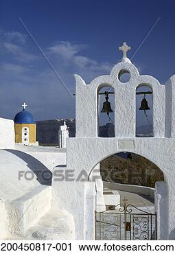 Stock Photography - greece, santorini 
island, church 
bells, outdoors. 
fotosearch - search 
stock photos, 
pictures, images, 
and photo clipart