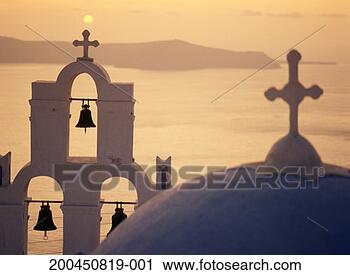 Stock Photography - greece, santorini 
island, church 
bells, outdoors, 
dusk. fotosearch 
- search stock 
photos, pictures, 
images, and photo 
clipart