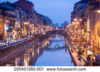 Stock Photography - italy, lombardy, 
milan, porto genova, 
dusk. fotosearch 
- search stock 
photos, pictures, 
images, and photo 
clipart