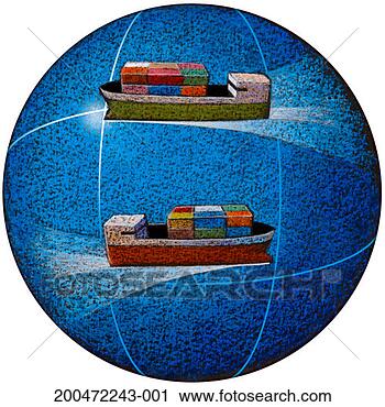 Stock Photography - two cargo ships 
passing each other 
at sea. fotosearch 
- search stock 
photos, pictures, 
images, and photo 
clipart