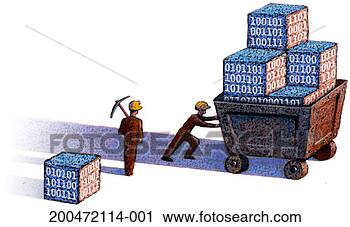 Stock Photography - two miners transporting 
cubes of digits. 
fotosearch - search 
stock photos, 
pictures, images, 
and photo clipart