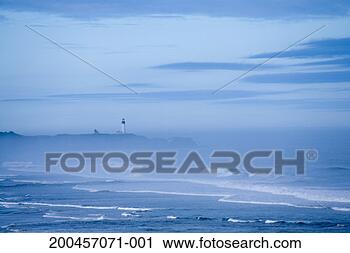 Stock Photography - usa, oregon, yaquina 
head, waves breaking 
and fog. fotosearch 
- search stock 
photos, pictures, 
images, and photo 
clipart
