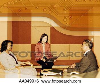 Stock Illustration - three co-workers 
in casual business 
meeting. fotosearch 
- search clipart, 
illustration, 
drawings and vector 
eps graphics images