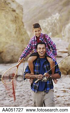 Picture - father and son 
(8-10) fishing 
on beach, los 
angeles, california, 
usa. fotosearch 
- search stock 
photos, pictures, 
images, and photo 
clipart