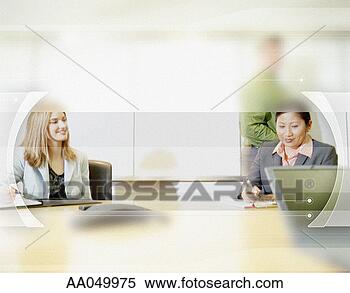 Stock Image - two businesswomen 
at conference 
table, digital 
composite. fotosearch 
- search stock 
photos, pictures, 
images, and photo 
clipart
