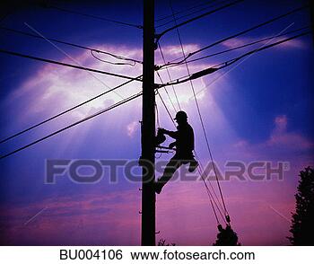 Stock Photo - lineman on telephone 
pole. fotosearch 
- search stock 
photos, pictures, 
images, and photo 
clipart