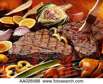Stock Photo - steak on the grill. 
fotosearch - search 
stock photos, 
pictures, images, 
and photo clipart