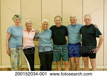 Stock Photography - group of senior 
people embracing, 
wearing sports 
clothes, portrait. 
fotosearch - search 
stock photos, 
pictures, images, 
and photo clipart