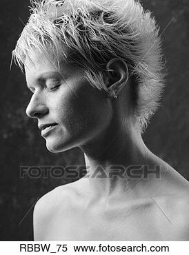 Stock Image - a side profile 
of a caucasian 
blonde woman with 
short hair. fotosearch 
- search stock 
photos, pictures, 
images, and photo 
clipart