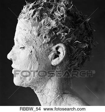 Stock Photo - a side profile 
of a woman covered 
in white clay. 
fotosearch - search 
stock photos, 
pictures, images, 
and photo clipart