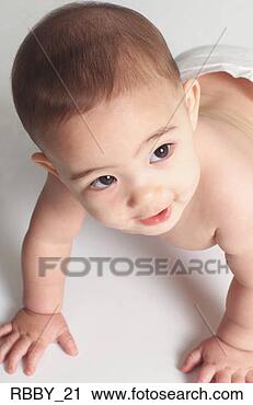 Stock Photography - an asian baby 
in a diaper looks 
up while crawling. 
fotosearch - search 
stock photos, 
pictures, images, 
and photo clipart