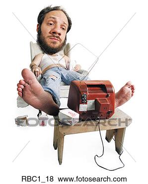Stock Photo - caricature of 
messy caucasian 
man with beard 
unwinding by watching. 
fotosearch - search 
stock photos, 
pictures, images, 
and photo clipart