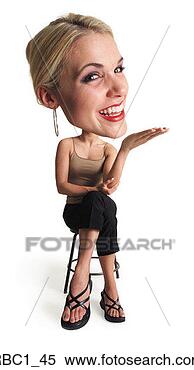 Stock Image - photo caricature 
of a young caucasian 
blonde woman in 
black pants and. 
fotosearch - search 
stock photos, 
pictures, images, 
and photo clipart