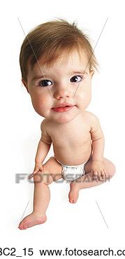 Stock Image - photo caricature 
of a little baby 
in her diaper 
looking upward. 
fotosearch - search 
stock photos, 
pictures, images, 
and photo clipart