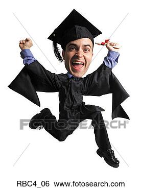 Stock Photo - caricature of 
a happy young 
caucasian graduate 
as he leaps through. 
fotosearch - search 
stock photos, 
pictures, images, 
and photo clipart