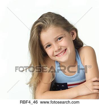 Stock Photo - portrait of cute 
blonde caucasian 
girl in blue tank 
top as she folds. 
fotosearch - search 
stock photos, 
pictures, images, 
and photo clipart