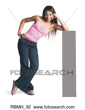 Stock Photo - a young attractive 
african american 
girl in jeans 
and a  pink tank. 
fotosearch - search 
stock photos, 
pictures, images, 
and photo clipart