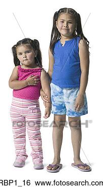 Stock Photo - full length shot 
of two female 
child sisters 
as they stand 
together. fotosearch 
- search stock 
photos, pictures, 
images, and photo 
clipart