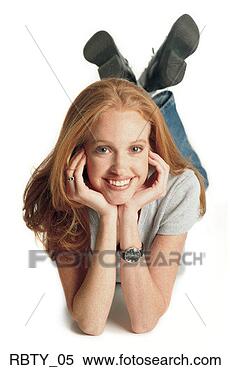 Banco de Imagem - jovem,   branca, 
  jovem,   mulher, 
  vermelho,   
cabelo. fotosearch 
- busca de fotos, 
imagens e clipart
