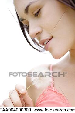 Stock Photograph - woman holding 
dandelion, extreme 
close-up. fotosearch 
- search stock 
photos, pictures, 
images, and photo 
clipart