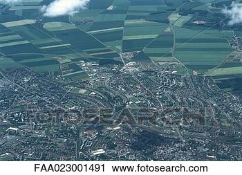 Stock Photography - aerial view of 
urbanized area 
bordering on rural 
fields. fotosearch 
- search stock 
photos, pictures, 
images, and photo 
clipart